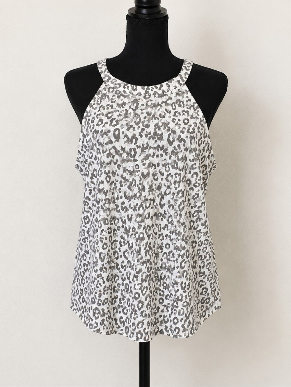 twenty second White and Gray Leopard Halter Style Top